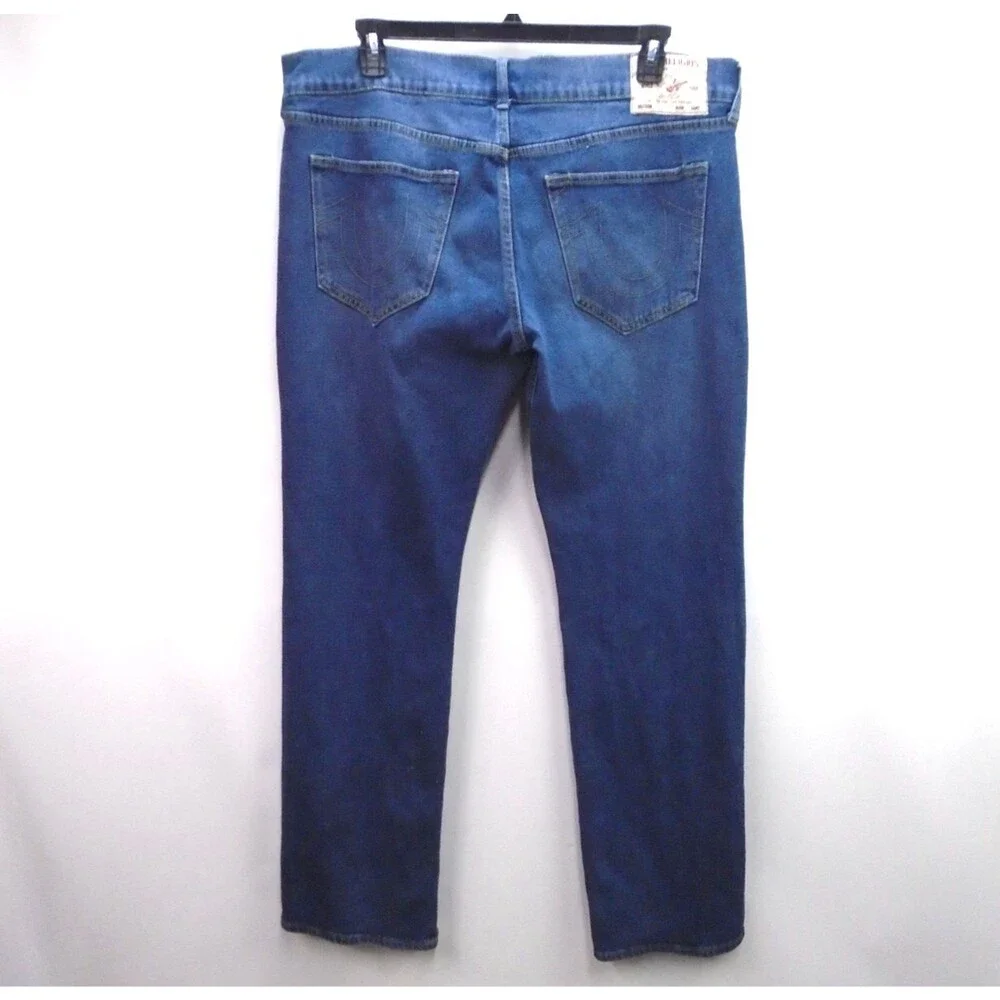 True Religion Ricky Jeans Men 36 Relaxed Straight Leg Med Wash Whiskered Stretch